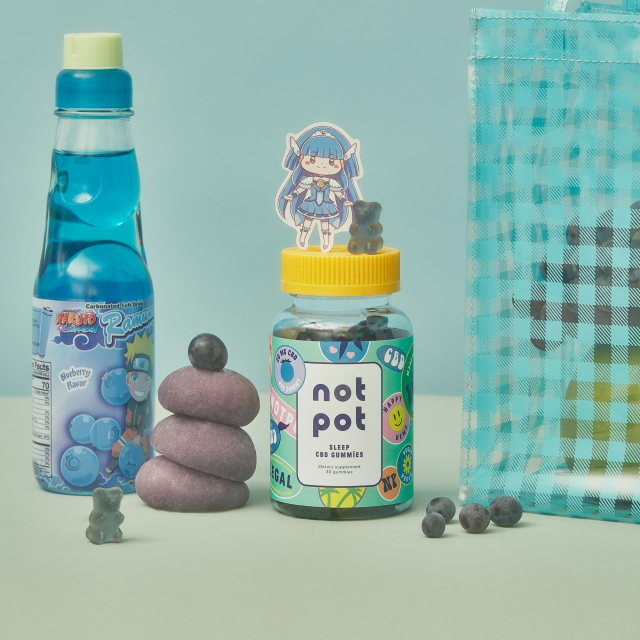 Two blue and yellow plastic bottles